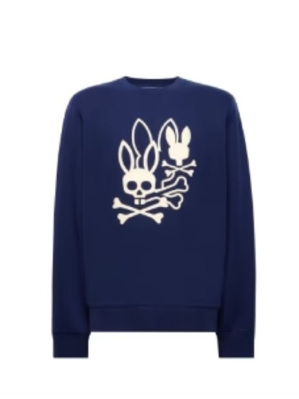 Psycho Bunny Navy Crewneck with White Bunny Skull Graphic
